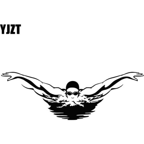 YJZT 18.3CM*6.1CM Swimmer Swim Pool Sport Car Sticker Personality Car Styling Decorative Accessories C31-0072