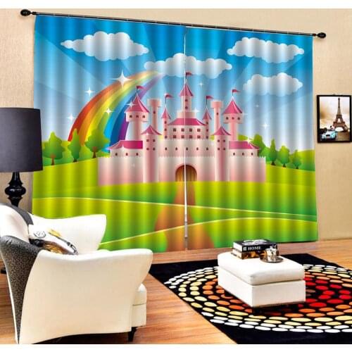 Green curtains cartoon kids curtain 3D Curtain Printing Blockout Polyester Photo Drapes Fabric For Room