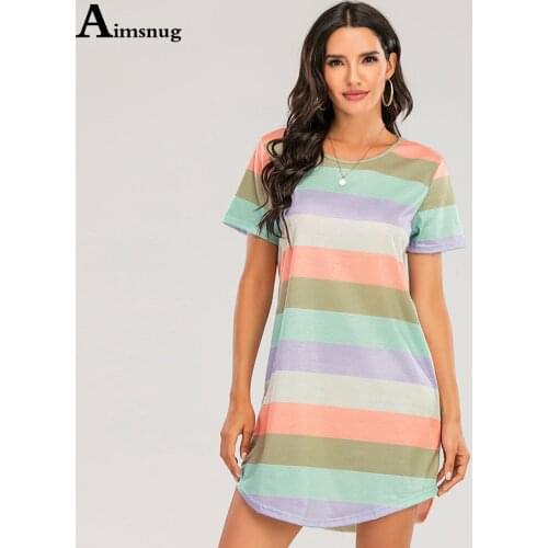 Plus Size 4xl 5xl Ladies Elegant Leisure Casual T-shirt Rainbow Stripe Print Womens Top Summer Loose Tees shirt Clothing 2021