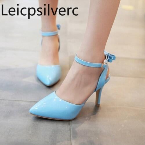 Womens Sandals Spring and summer fashion new style Pointed Buckle Fine heel High heel Womens shoes plus size 30-48