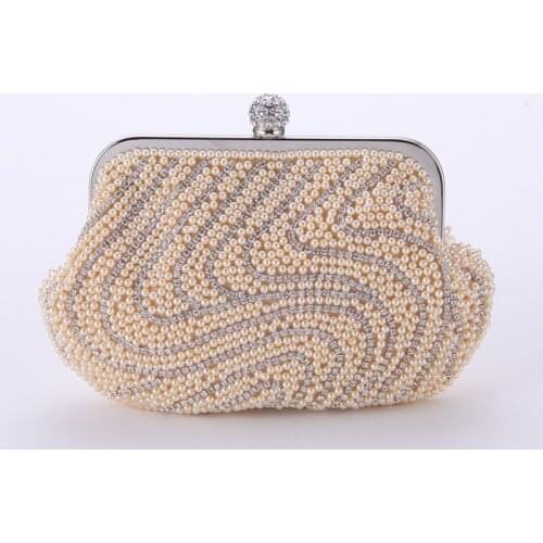 Shell Brand Shaped Women Day Clutch Diamonds Pearl Chain Shoulder Evening Bags Metal Lady Purse