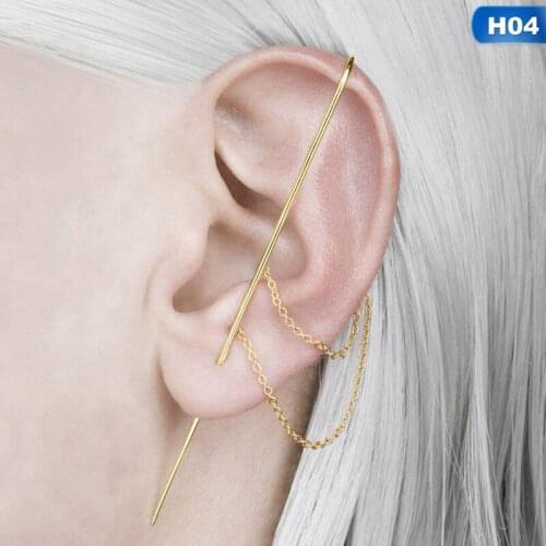 1Pc Ear Wrap Crawler Hook Earrings Multiple Styles Geometric Stud Earrings Piercing Earring Street Popular Hip Hop Ear Jewelry