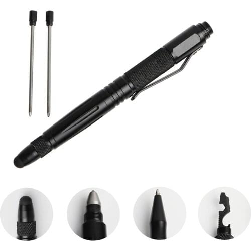 1PCS Tactical Pen Self Defense Tool For Survival Military Stylus Touch Pen Glass Breaker Ballpoint Pen Multi Tool 2 Refill Gifts