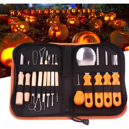 14pcs Set Pumpkin Carving Cutter Tool Kit Carve DIY Durable Reusable For Halloween Lanterns B1