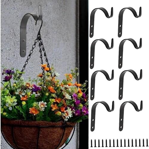4/2 pcs Balcony Plant Hook Flower Pot Wrought Iron Hooks Holder Wall-Mounted Basket Bracket Garden Home Storage Hook