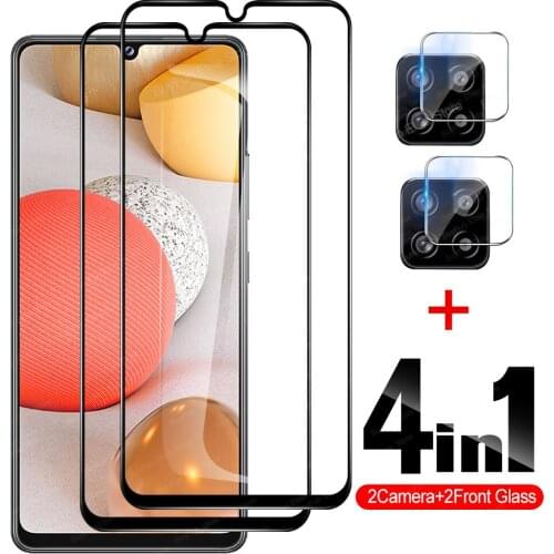 4 in 1 Tempered Glass For Samsung Galaxy A42 A12 Screen Protector Camera Lens Film For Svmsung A52 A72 A32 A02 Protective Glass