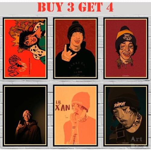 18 Designs Rapper Lil Xan Kraftpaper Poster Alternative Abstract Art Painting Funny Wall Sticker 42X30cm