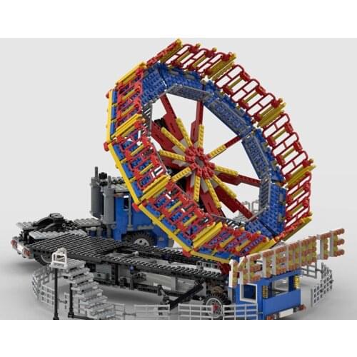 Authorized 2062Pcs Fairground Meteorite Ride-Aka Roundup Or Spinball MOC-80218 Large Amusement Park Electric Building Blocks Toy