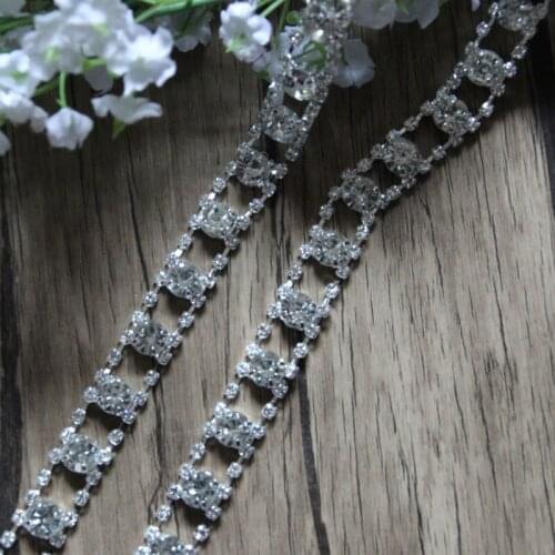 Free Shipping 5 yards Crystal Rhinestone Trim, Rhinestone Applique, Bridal Applique,Wedding Applique,Rhinestone Chain LSRT01117