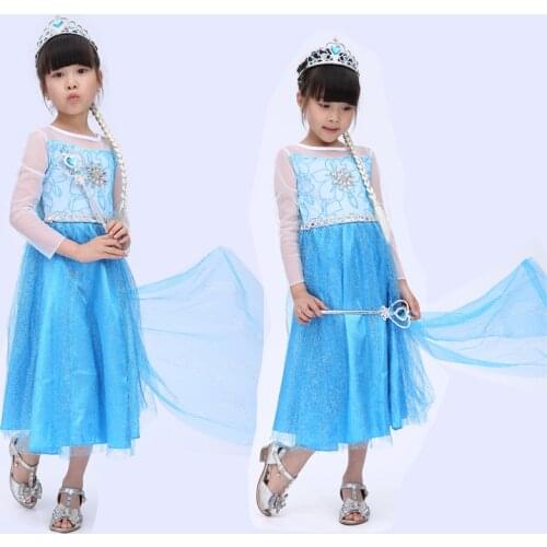Free shippinnew childrens princess dress girls dress cosplay ELSA Queen Kids summer skirt dress show