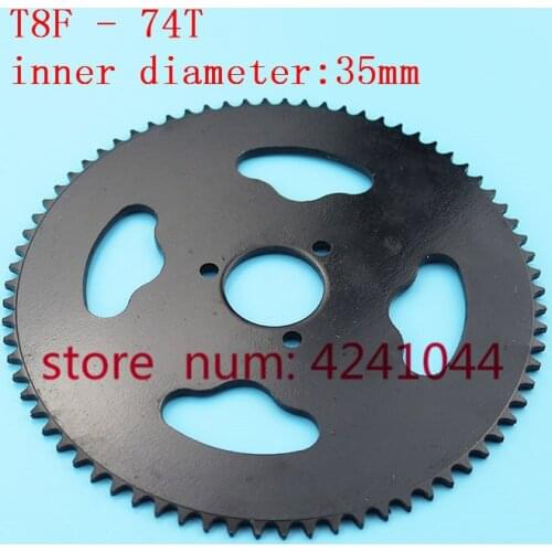 Free shipping T8F 74 T tooth 35mm Black steel Rear chain Sprocket Mini Moto ATV Quad Dirt Pit Pocket Bike Cross 47cc 49cc Parts
