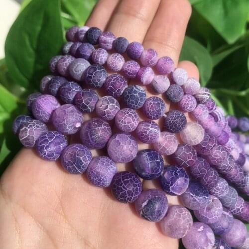 Purple Frosted Agates Onyx Round Loose Beads for Jewelry Making Diy Bracelet 15 inches Pick Size 4/6/8/10/12mm Wholesale