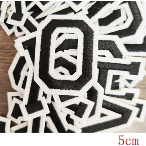 Embroidery English Letter Black color Patches Iron on Sticker 3D Stripe Diy Name Brand Logo