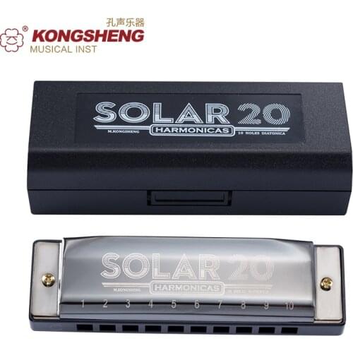 KONGSHENG 10 Holes Harmonica Diatonic Blues Harp Mouth Organ Key of C Reed Musical Instrument for Beginner Black Golden Blue