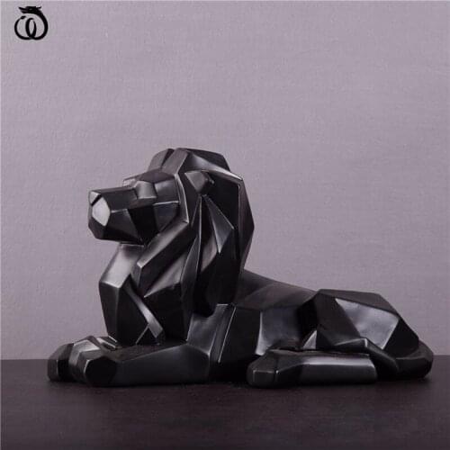 Geometric Origami Lion King Arts Sculpture Decor Resin Crafts Animals Statue Nordic Home Decoration Accessories Living Room Gift