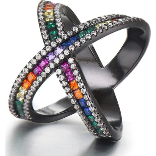 GODKI Jimbora Brand Luxury Delicate X Cross Rings for Women Girl Daily Shiny Charm Fashion Finger Rings Jewelry Bridal Wedding