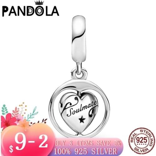 Hot 100% 925 Sterling SILVER charms Spinning Forever & Always Soulmate Dangle Charm fit Original Pandora Bracelet silver jewelry