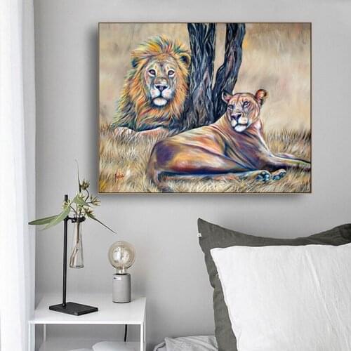 African Wild Lions Canvas Painting Wall Art Postes and Prints Decorative Wall Picture for Living Room Cuadros Home Decor