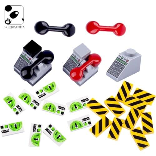 MOC Mini City Accessories Building Blocks Military Minifigs Parts Telephone DIY Print Bricks Children Toys