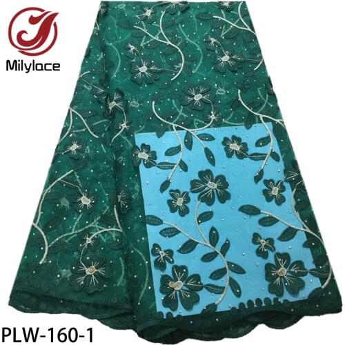 Pretty Flower Embroidered Lace Fabric Lace Latest African Laces Material High Quality French Tulle Net Lace Fabric PLW-160
