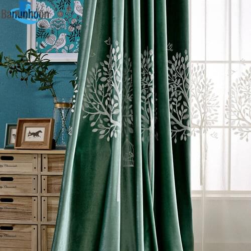 Top Fashion Woven Flat Office Curtains Luxury Plant Tree Embroidered Curtain For Bedroom Voile Tulle Velvet For Living Room