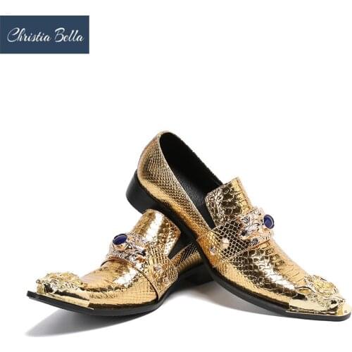 Christia Bella Fashion Comfortable Casual Shoes Brand Designer Men Banquet Shoes Metal toes Leather Oxfords Men Flats with Rivet