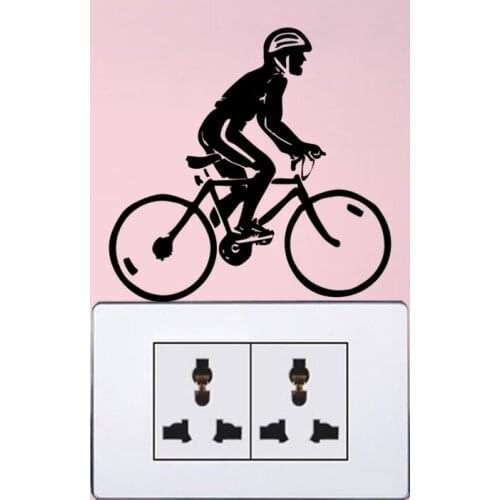Male Bicyclist And Bike Fashion Bedroom Decor Switch Sticker Vinyl Wall Decal 6SS0004