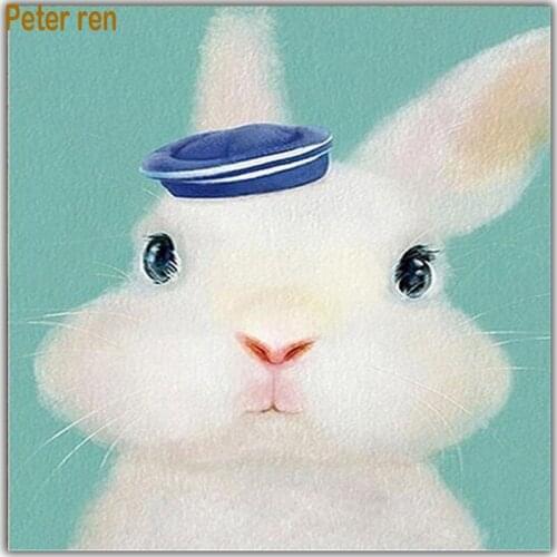Peter ren DIY Diamond painting cross stitch Diamond embroidery 5d Square & Round diamond mosaic Full image White rabbit hat