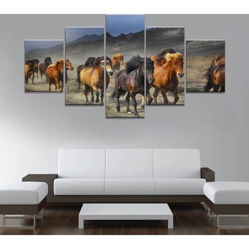 Wall Art Canvas Painting 5 Piece Animal Picture Horse Poster Home Living Room Decoration