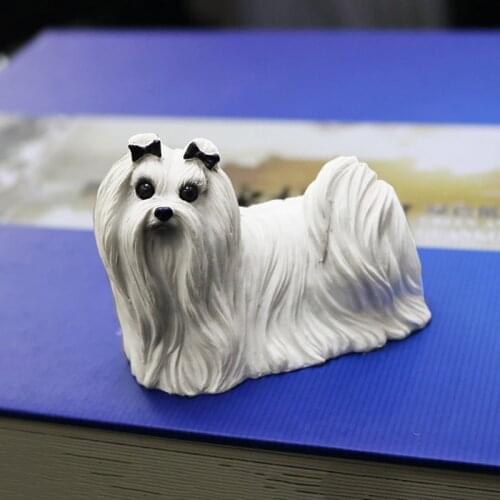 Genuine Maltese Dog High Simulation Dog Model Car Ornament Handicrafts Home Collection Gift Decoration Creative Home Decor Craft