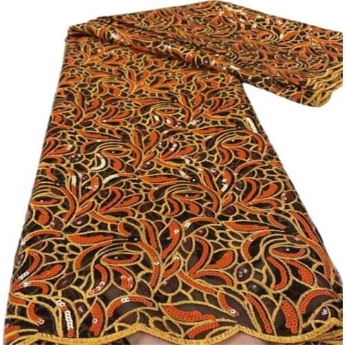 Nigerian Mesh Net Lace Fabric African Sequins Lace Fabric High Quality French Mesh Tulle Lace Fabric with Sequins