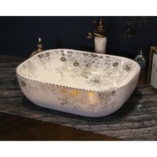 Oval Shape Bathroom Cloakroom Chinese Handmade Europe Vintage Ceramic Lavabo Bathroom Sink wash basin bowl