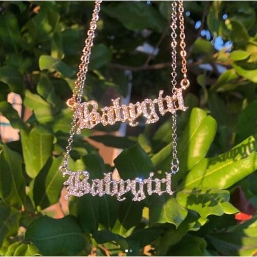 Babygirl Necklace For Women Mom Zircon Letter Name Initial Choker Pendant Necklaces Fashion Jewelry Gifts Bijoux Femme BFF
