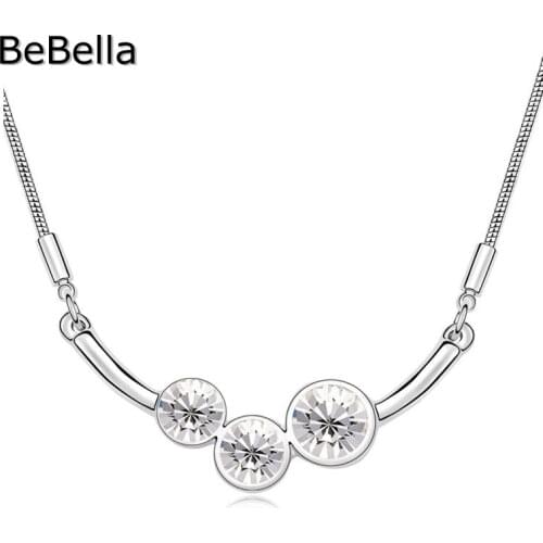 BeBella cute clear rhinestone crystal necklace made with Czech crystals for women gift