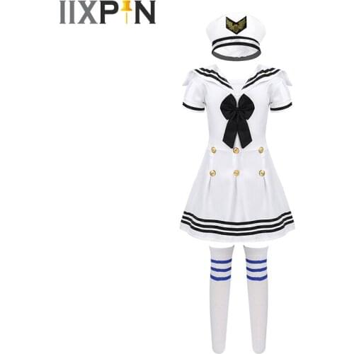 Teenager Girls Dress Navy Sailor Costumes Chorus Stage Wear Dance Teenager Performance Kids Army Suit Halloween Cosplay costume