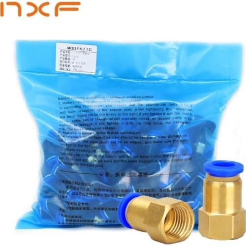 50Pcs Lot PCF Pneumatic Female Quick Connector Fitting 4-M5 4-01 6-01 6-02 1/8 /1/4 3/8 1/2 Thread For pipe 4mm 6mm 8mm 10mm 12