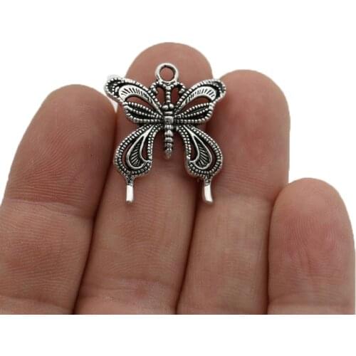 JAKONGO Butterfly Charm Pendants for Jewelry Making Bracelet DIY Accessories 26x23mm 6pcs