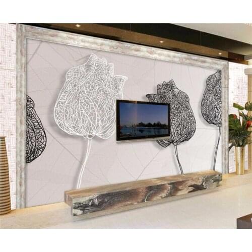 Custom Photo 3D Background Wall Abstract Flower TV Sofa Living Room Background Wall Paper Mural Tulip papel de parede Wall 8d