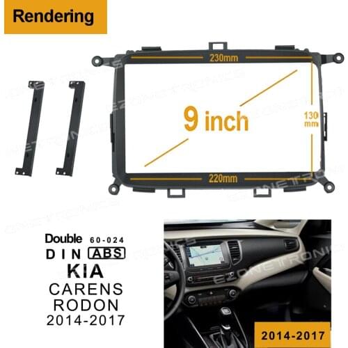 1-2Din Car DVD Frame Audio Fitting Adaptor Dash Trim Kits Facia Panel 9inch For Kia CARENS RODON 2014-2017 Double Radio Player