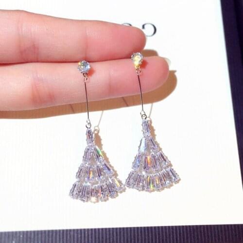 JUWANG Luxury Super Shine Zircon Earring Eardrop Fashion Iced Out AAA CZ Temperament Stud Earring Wedding Bridal Jewelry Pendant