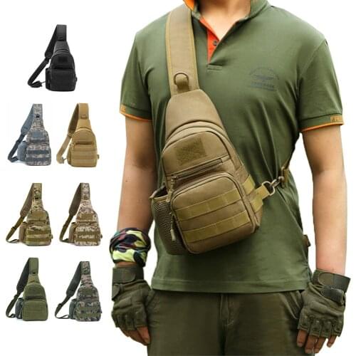 Tactical Army Shoulder Bag Men Sling Crossbody Molle Multicam Camouflage Camping Travel Hiking Hunting Women Military ChestBL055