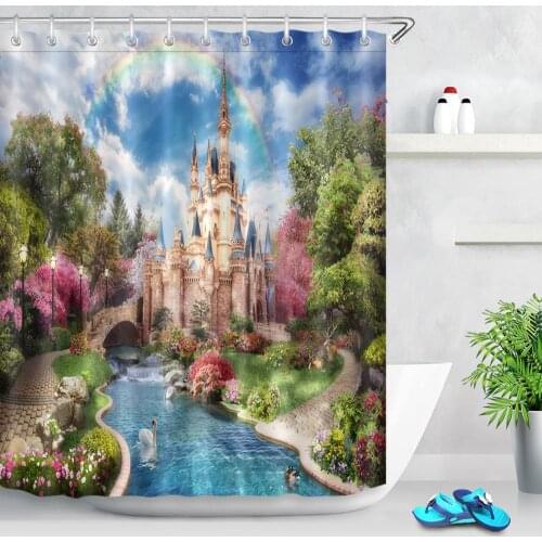 Childrens Bathroom Shower Curtain Fabric Bath Curtains Bathroom For Bathtub Bathing Waterproof With Hooks Kids Home Decor
