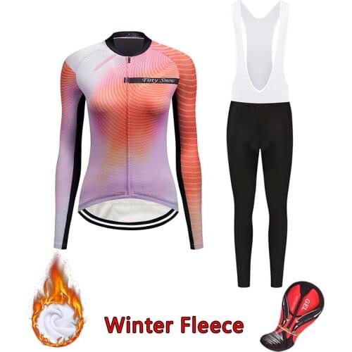 Women Bicycle Clothes Winter Thermal Fleece 2021 Cycling Jersey Set Female Road Bike Clothing Outfit Blouse Uniform Suit Dress