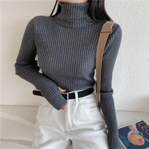 Obrix Female Spring Casual Style Pullover Turtleneck Full Sleeve Slim Fit Hole Sleeve Pullover For Women