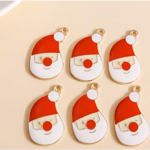 10pcs 16*30mm Enamel Santa Claus Charms for Bracelets Pendants Necklaces Cartoon Character Charms DIY Jewelry Making Findings