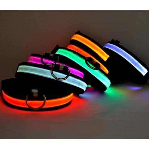 100pcs/lot Nylon Pet dog LED Collar Flashing Pet LED Collar waterproof Nylon Safety LED Flashing Light Up Dog Pet Collar SN2277
