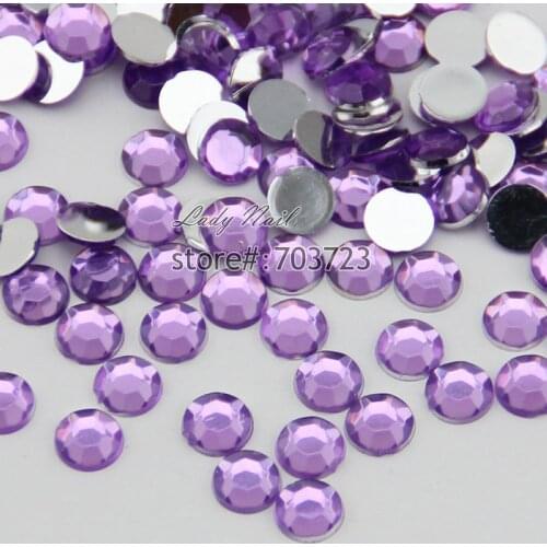 1000 pcs 2mm - 6mm Mix Size Light Purple 14 Facets Resin Round Rhinestone Sparkling Rhinestones Nail Art Decoration DIY N16