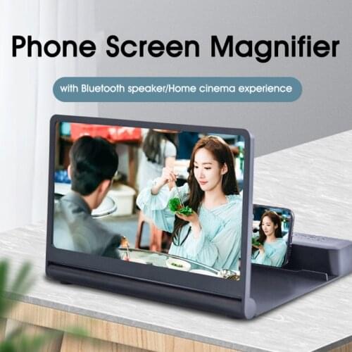 12 Inch Phone Screen Magnifier 3D Video Mobile Phone Amplifier Stand With Dual Bluetooth Speaker For Living Room Bedroom Office