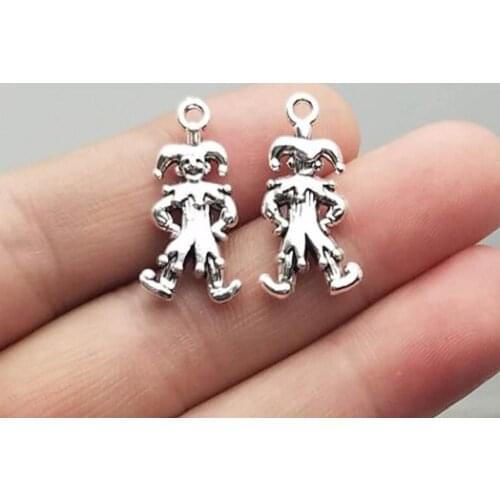 20pcs/lot--25x12mm, Antique silver plated Clown Joker Jester charms,DIY supplies, Jewelry accessories