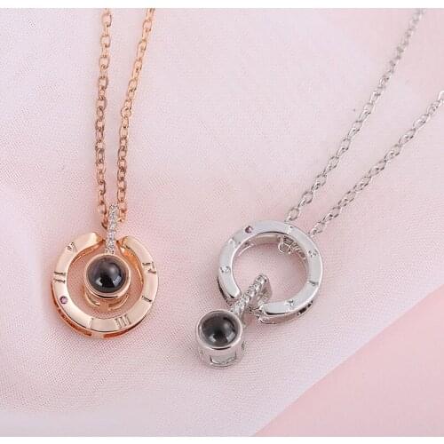 2020 New Arrival Rose Gold 100 languages I love you Projection Pendant Necklace Romantic Love Memory Wedding Necklace